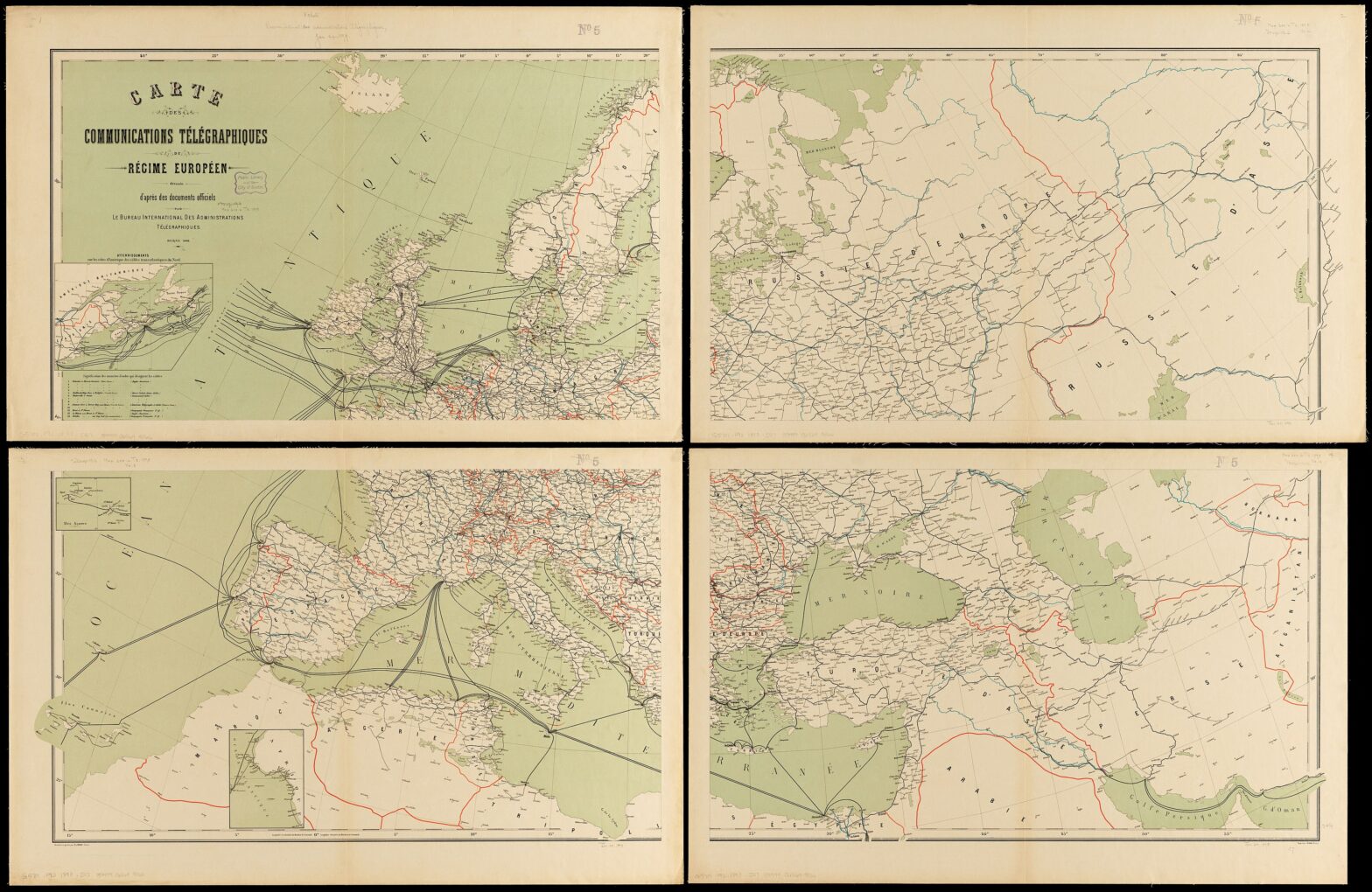 Illustration article Interoperable Europe Act : Carte des communications télégraphiques du régime européen (1898), dressée d’après le Bureau international des administrations télégraphiques